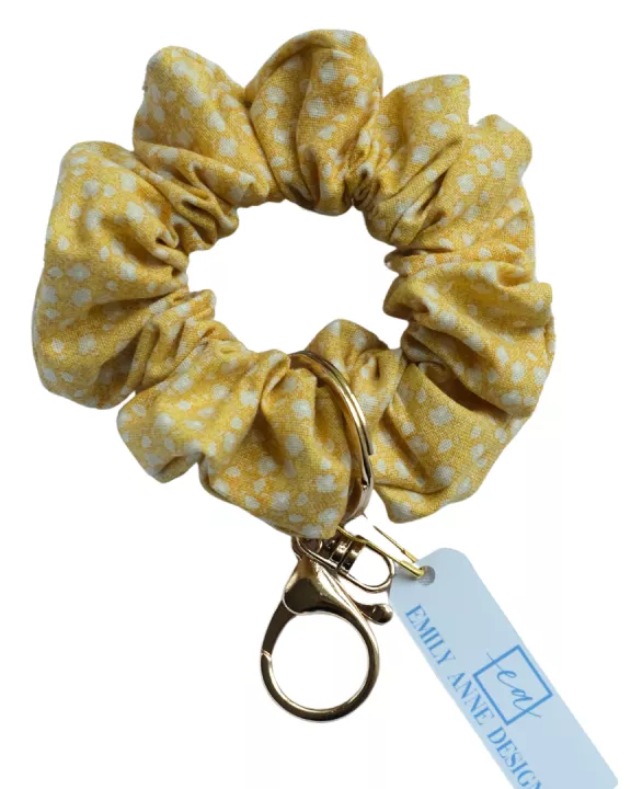 Yellow Speckle Scrunchie Key Chain
