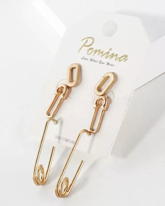3PC-Set Metal Paper-Clip Stud Earrings