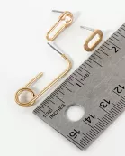 3PC-Set Metal Paper-Clip Stud Earrings