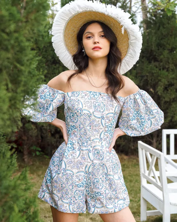 RP2283 - Paisley Pattern Off-Shoulder Romper