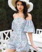 RP2283 - Paisley Pattern Off-Shoulder Romper