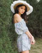 RP2283 - Paisley Pattern Off-Shoulder Romper
