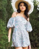 RP2283 - Paisley Pattern Off-Shoulder Romper