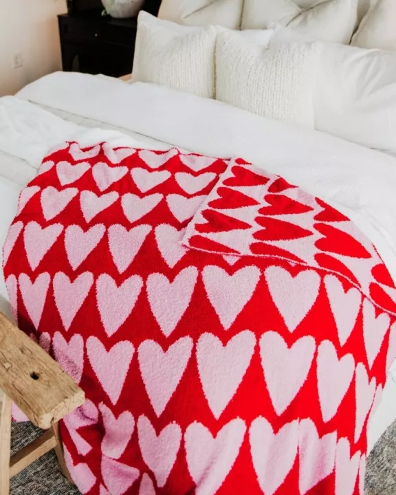 Girly Red Hearts Cute Oversized Wholesale Throw Blanket
