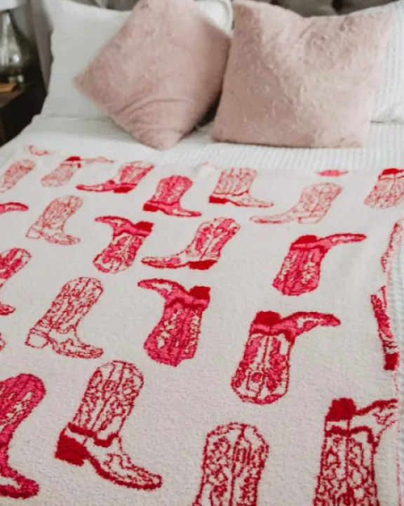 Light Pink Western Boots Oversized Wholesale Throw Blanket