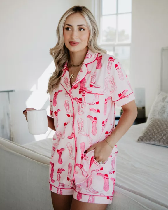 Light Pink Western Boots Wholesale Pajamas for Women