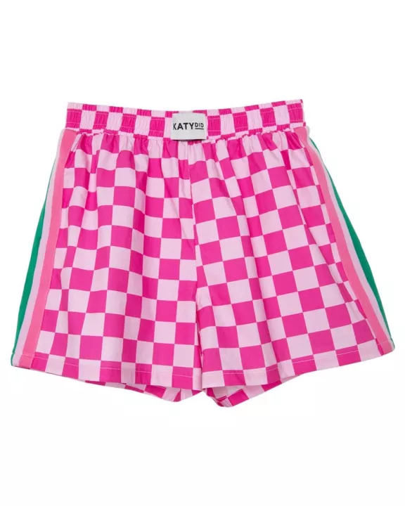 Hot Pink Checkered Cute Women's Boxer Shorts