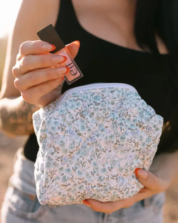 Floral Quilted Makeup Bag - Large