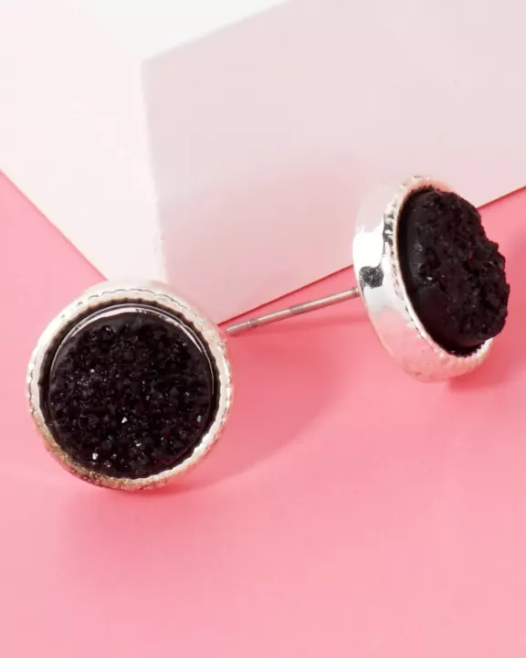 12mm Round Simulated Druzy Post Stud Earrings