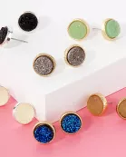 12mm Round Simulated Druzy Post Stud Earrings