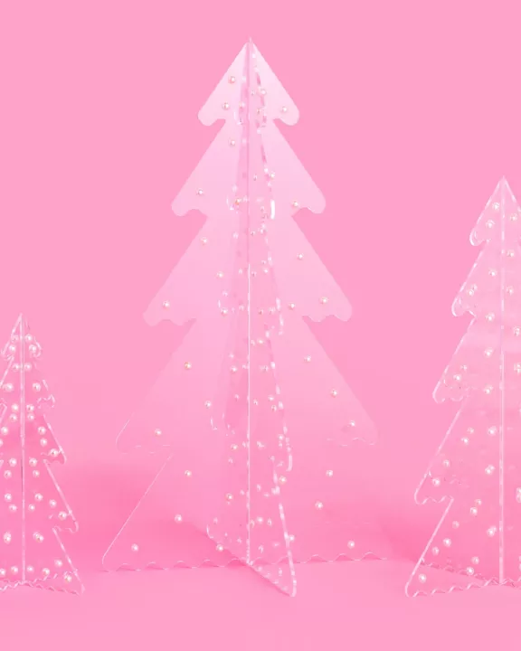 Clear Acrylic Trees with Pearls - Min. 2