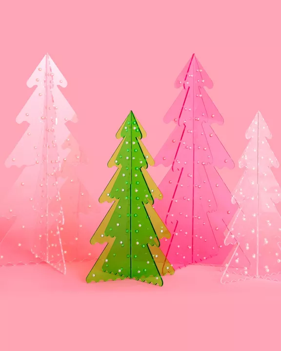 Clear Acrylic Trees with Pearls - Min. 2