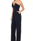 Betsy and Adam Tasha Strapless Back Zipper Side Pockets Tuxedo Jumpsuit