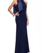 Betsy and Adam Laney Sleeveless Shoulder Bow Detail Back Zipper Sheath Long Dress