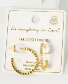 Bezel-Set CZ 20mm 14K-Gold-Dipped Brass Push-Back Small Hoop Earrings