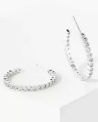 Bezel-Set CZ 20mm 14K-Gold-Dipped Brass Push-Back Small Hoop Earrings