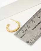 Bezel-Set CZ 15mm 14K-Gold-Dipped Brass Push-Back Small Hoop Earrings