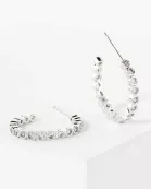 Bezel-Set CZ 15mm 14K-Gold-Dipped Brass Push-Back Small Hoop Earrings