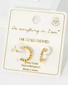 Bezel-Set CZ 10mm 14K-Gold-Dipped Brass Open Huggie Hoop Earrings
