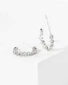 Bezel-Set CZ 10mm 14K-Gold-Dipped Brass Open Huggie Hoop Earrings