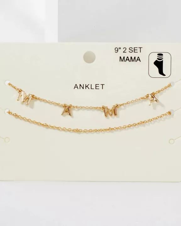 2PC-Set Mama Charm Satellite Chain Anklet