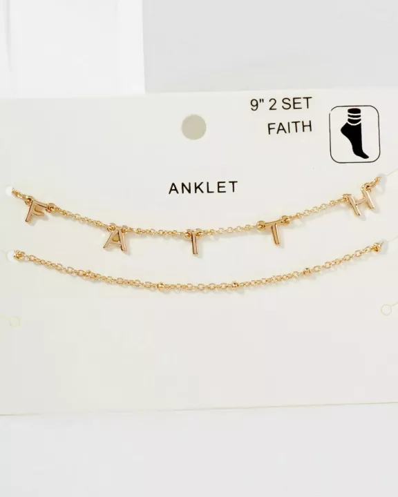 2PC-Set Faith Charm Satellite Chain Anklet