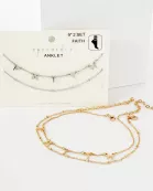 2PC-Set Faith Charm Satellite Chain Anklet