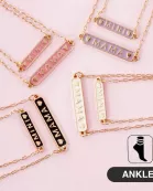2PC-Set Enamel Mini Mama Enamel Nameplate Anklet