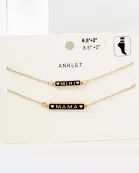 2PC-Set Enamel Mini Mama Enamel Nameplate Anklet