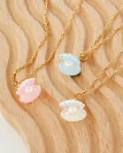 AB Coated Imitation Shell Pearl Dainty Pendant Necklace
