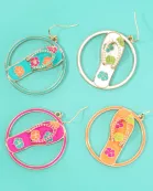 Hawaiian Flower Flip-Flops Circle Drop Statement Earrings