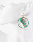 Hawaiian Flower Flip-Flops Circle Drop Statement Earrings