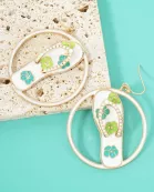 Hawaiian Flower Flip-Flops Circle Drop Statement Earrings