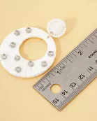Raffia Wrapped Crystal-Studded Circle Drop Statement Earrings