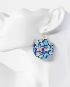 Sea-Life Printed Wood Circle Dangle Earrings