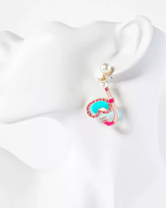 Enamel Snorkeling Gear Drop Dangle Earrings