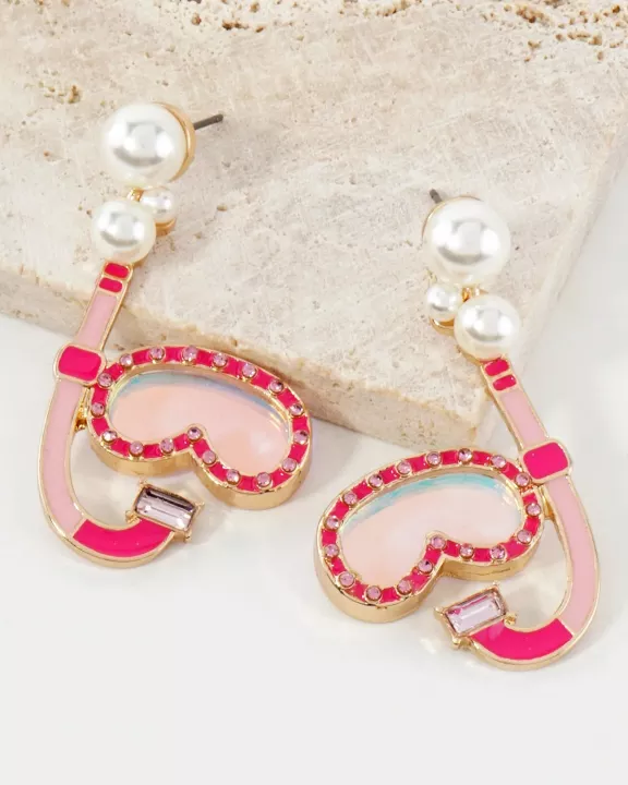 Enamel Snorkeling Gear Drop Dangle Earrings