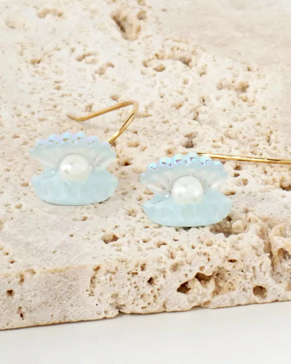 AB Coated Imitation Shell Pearl Dainty Dangle Earrings