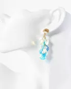 AB Sequin Pearl Cluster Drop Seashell Sea-Life Dangle Earrings