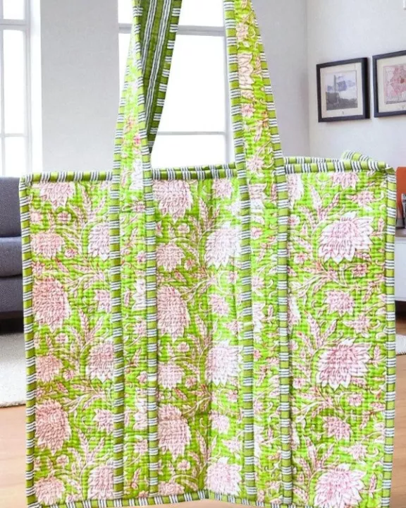Garden Party Green Floral Tote Bag