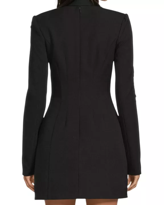One 33 Social Camryn Crew Neckline Long Sleeves Embellished A-Line Black Mini Dress