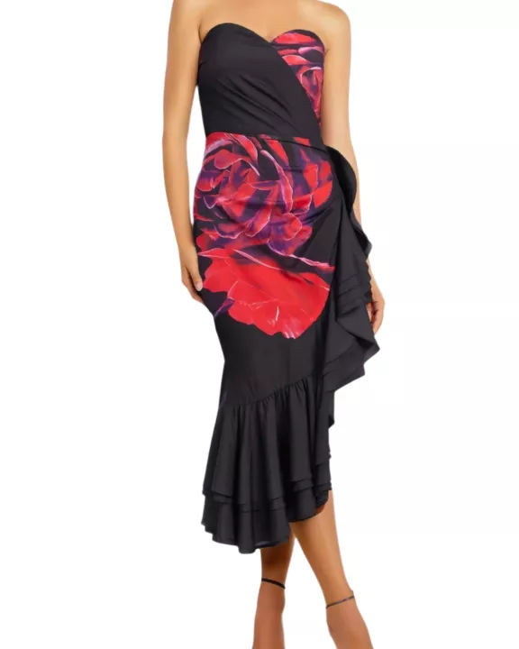 One 33 Social Penelope Sweetheart Neckline Strapless Side Zipper Rose Cocktail Gown Dress