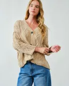 MAS3303 OVERSIZED WASHED CABLE CARDIGAN