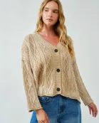 MAS3303 OVERSIZED WASHED CABLE CARDIGAN
