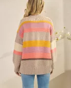 MULTI STRIPE V-NECK SWEATER