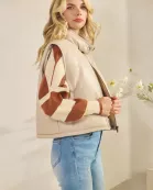 MOCK NECK AND CROPPED PUFFER PU LEATHER VEST