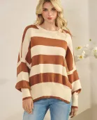 STRIPED AND OVERSIZED SWEATER TOP