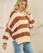 STRIPED AND OVERSIZED SWEATER TOP