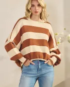 STRIPED AND OVERSIZED SWEATER TOP