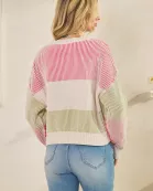 MULTI COLOR STRIPE CROP SWEATER TOP- SDW6363